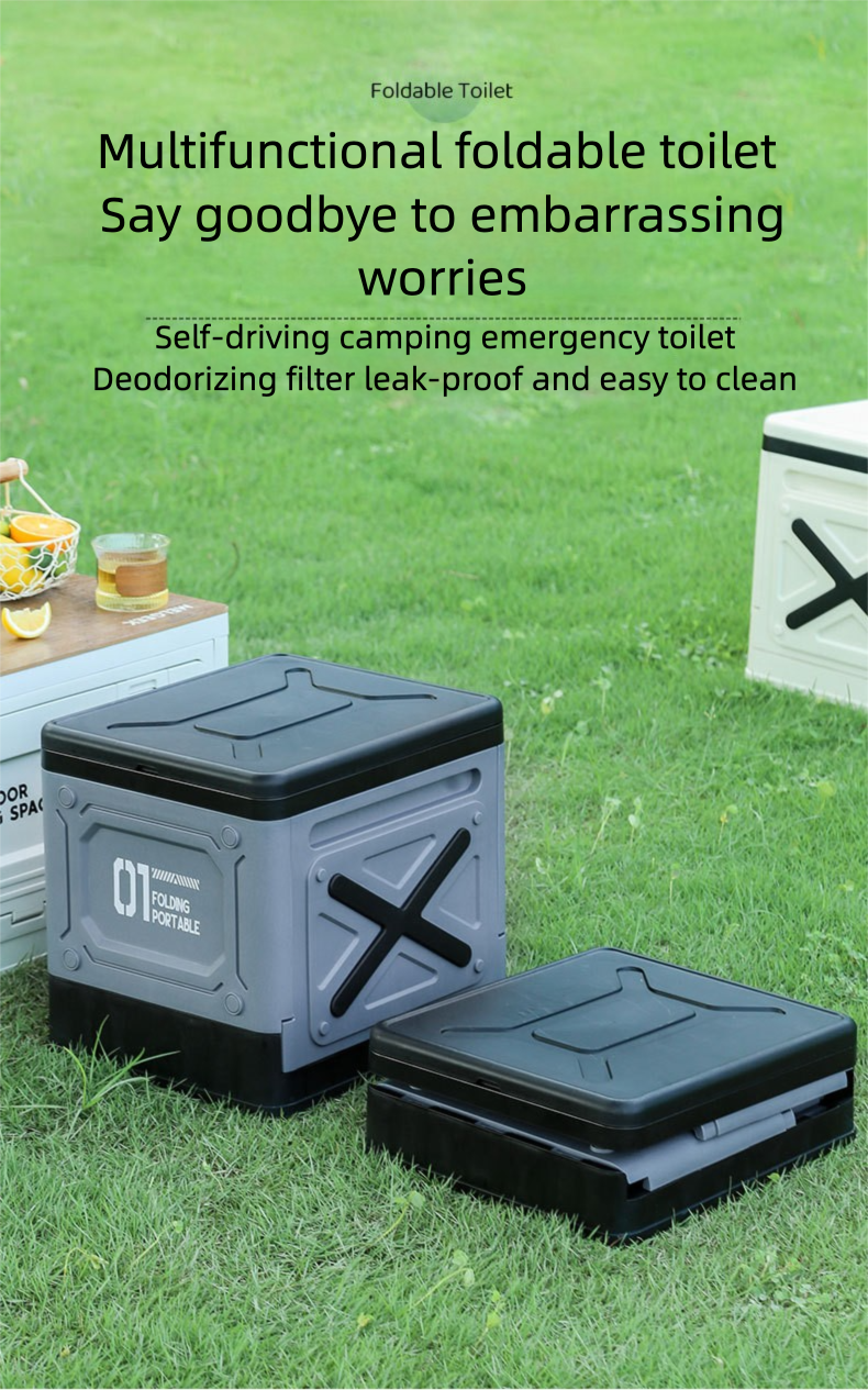 Car Portable Folding Toilet for Adults, Suitable for Road Trips, Camping, Outdoor Emergency Use, Seat Toilet
