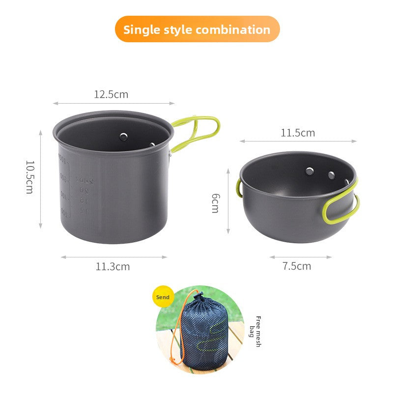 Camping Cookware Outdoor Kettle Frying Pan Equipment Portable Outdoor Camping Tableware Set Cookware