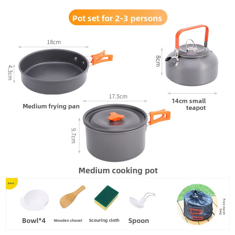 Camping Cookware Outdoor Kettle Frying Pan Equipment Portable Outdoor Camping Tableware Set Cookware