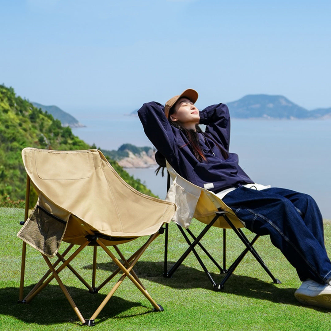 Backrest Stool Lazy Moon Chair Outdoor Heavy Duty Camping Folding Chair Portable Beach Chair