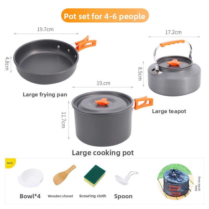 Camping Cookware Outdoor Kettle Frying Pan Equipment Portable Outdoor Camping Tableware Set Cookware