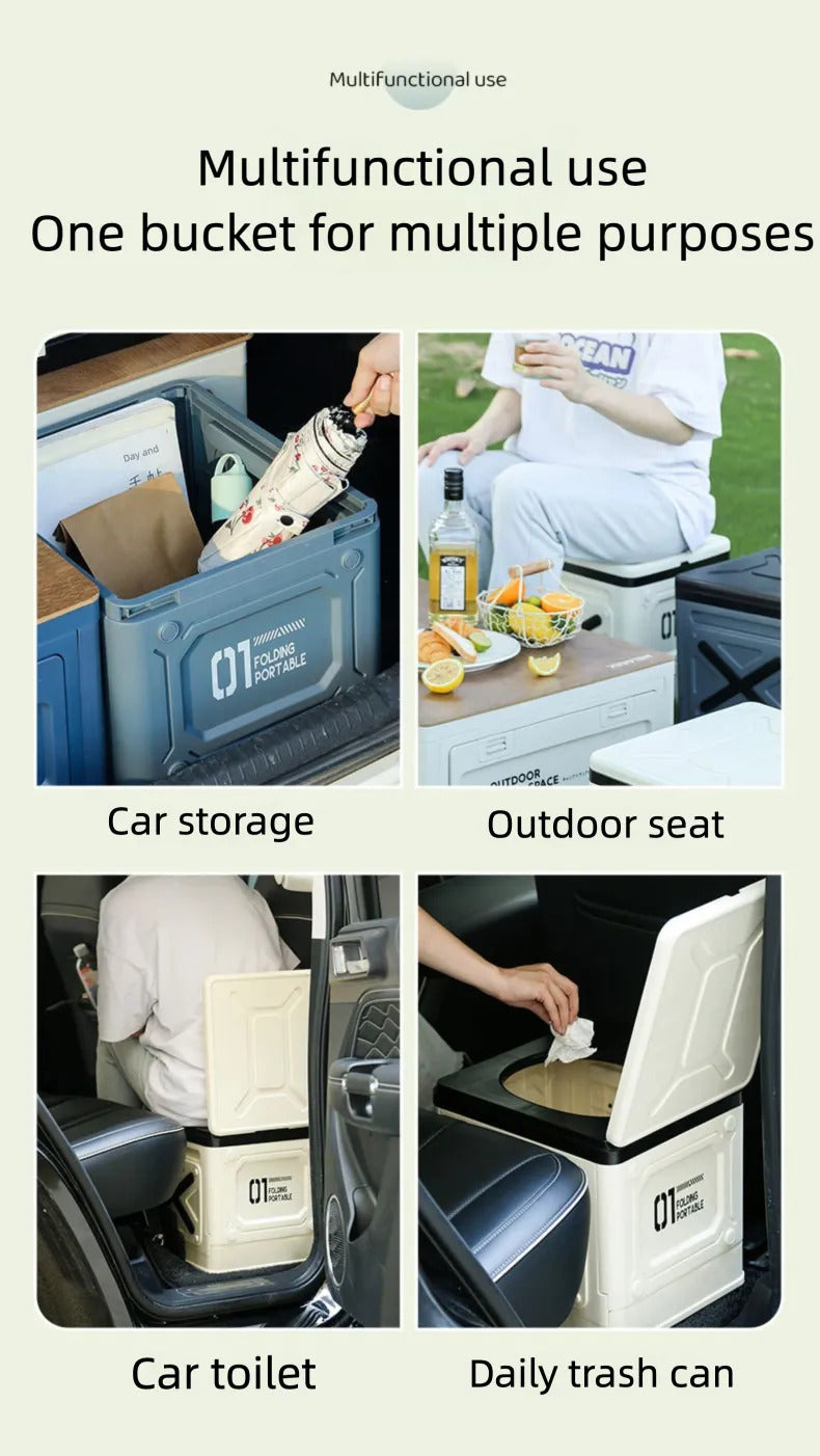 Car Portable Folding Toilet for Adults, Suitable for Road Trips, Camping, Outdoor Emergency Use, Seat Toilet