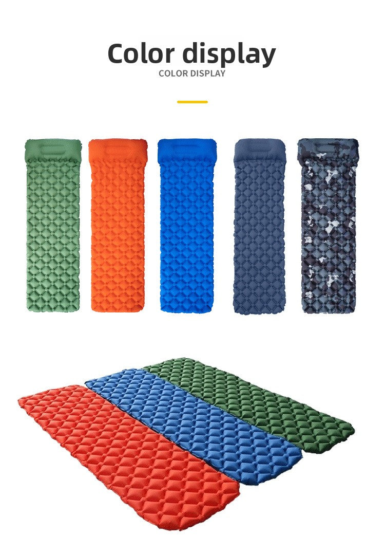 Outdoor Single Person Inflatable Mat TPU Ultra Light Portable Camping Sleeping Mat Moisture-proof Mat Foot Press Mattress