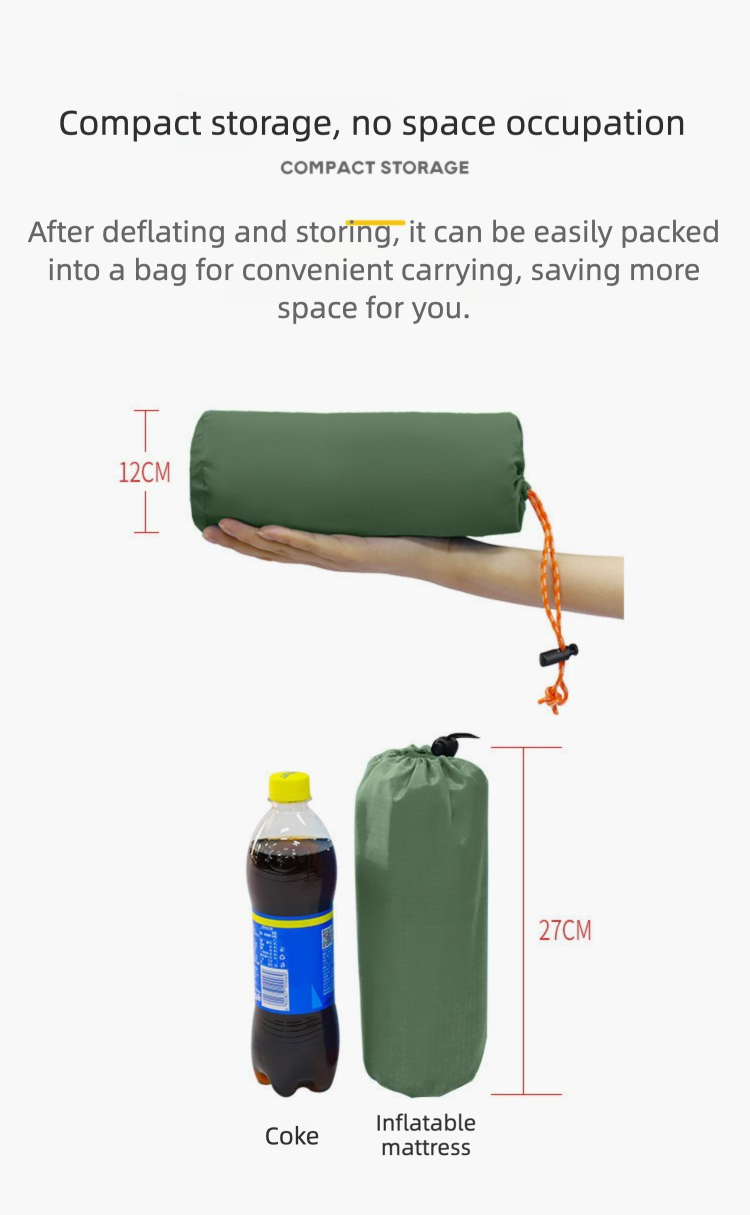 Outdoor Single Person Inflatable Mat TPU Ultra Light Portable Camping Sleeping Mat Moisture-proof Mat Foot Press Mattress