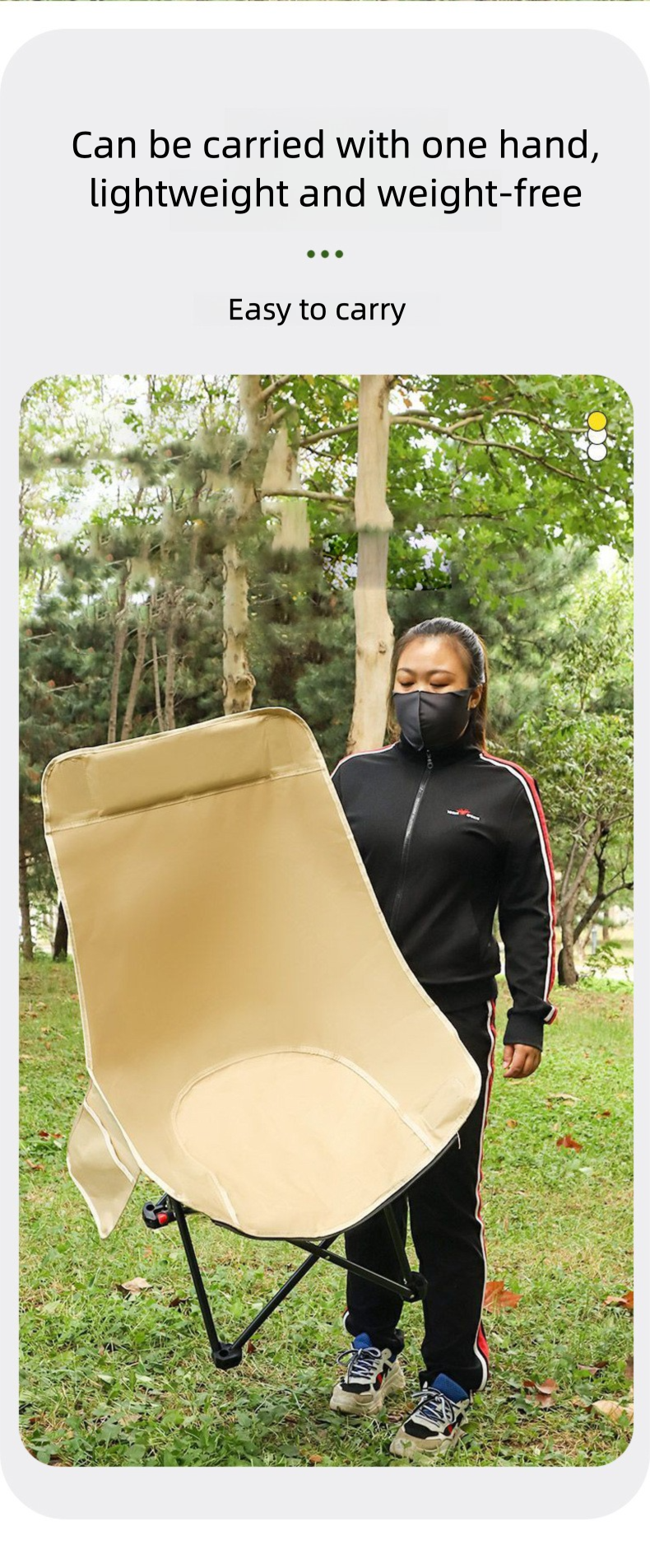 Three-position Adjustable Moon Chair Outdoor Folding Chair Portable Picnic Camping Fishing Chair Office Recliner