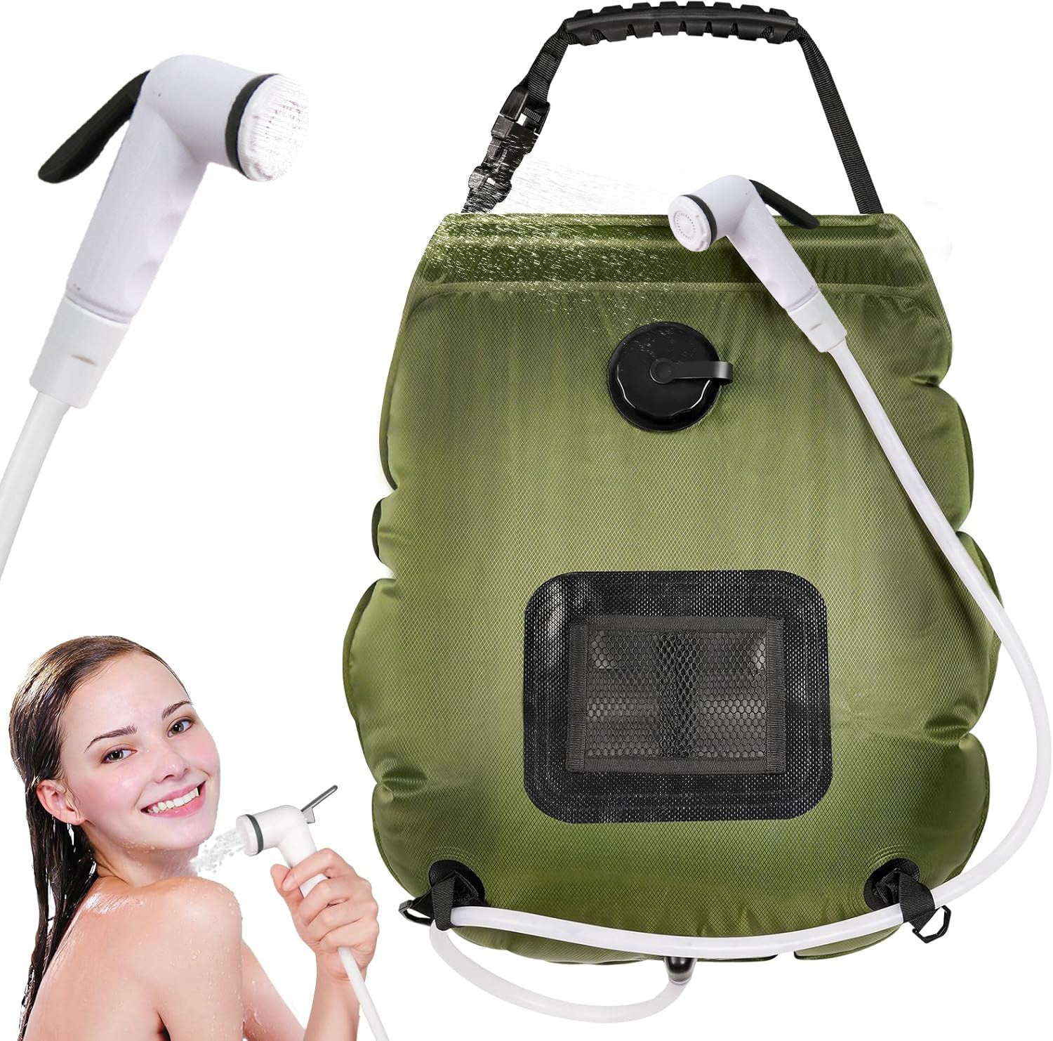 Solar Portable Shower Bag, 5 Gal/20L Solar Heating Outdoor Camping Shower Bag with On-Off Switchable Shower Head&Removable Hose Suitable for Camping, Hiking, Travel, Beach Swimming