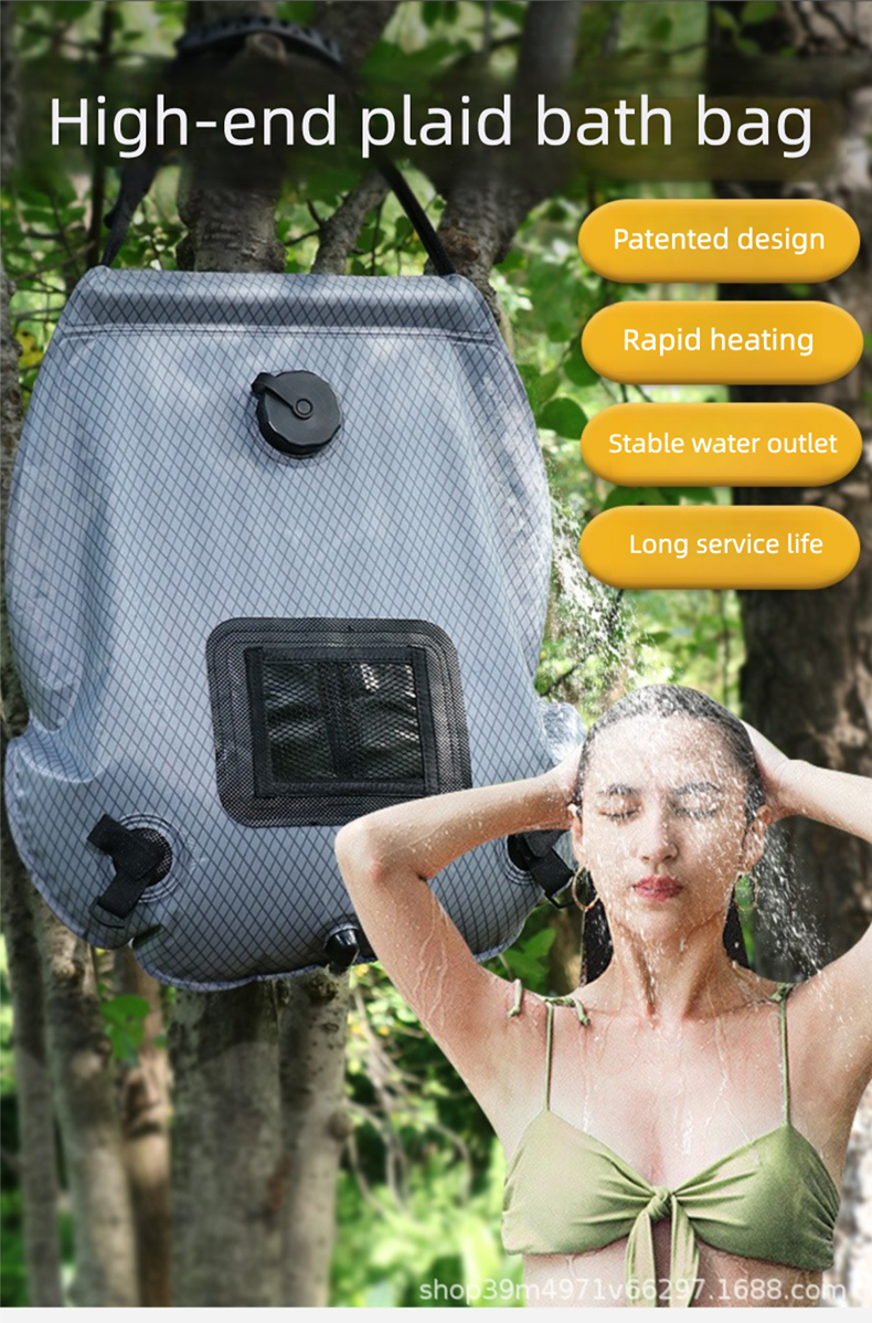 Solar Portable Shower Bag, 5 Gal/20L Solar Heating Outdoor Camping Shower Bag with On-Off Switchable Shower Head&Removable Hose Suitable for Camping, Hiking, Travel, Beach Swimming