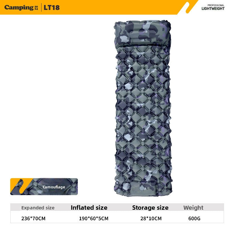 Outdoor Single Person Inflatable Mat TPU Ultra Light Portable Camping Sleeping Mat Moisture-proof Mat Foot Press Mattress