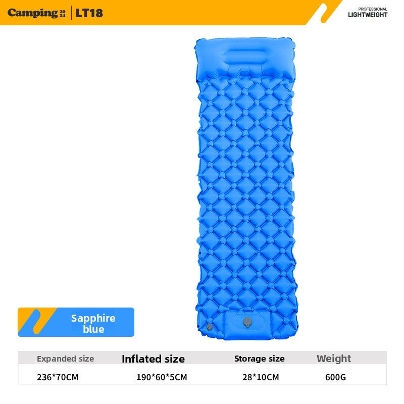 Outdoor Single Person Inflatable Mat TPU Ultra Light Portable Camping Sleeping Mat Moisture-proof Mat Foot Press Mattress