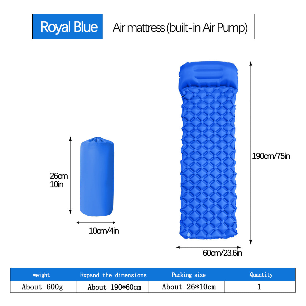 Outdoor Single Person Inflatable Mat TPU Ultra Light Portable Camping Sleeping Mat Moisture-proof Mat Foot Press Mattress