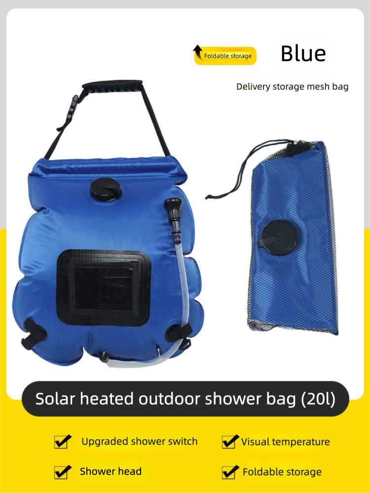 Solar Portable Shower Bag, 5 Gal/20L Solar Heating Outdoor Camping Shower Bag with On-Off Switchable Shower Head&Removable Hose Suitable for Camping, Hiking, Travel, Beach Swimming