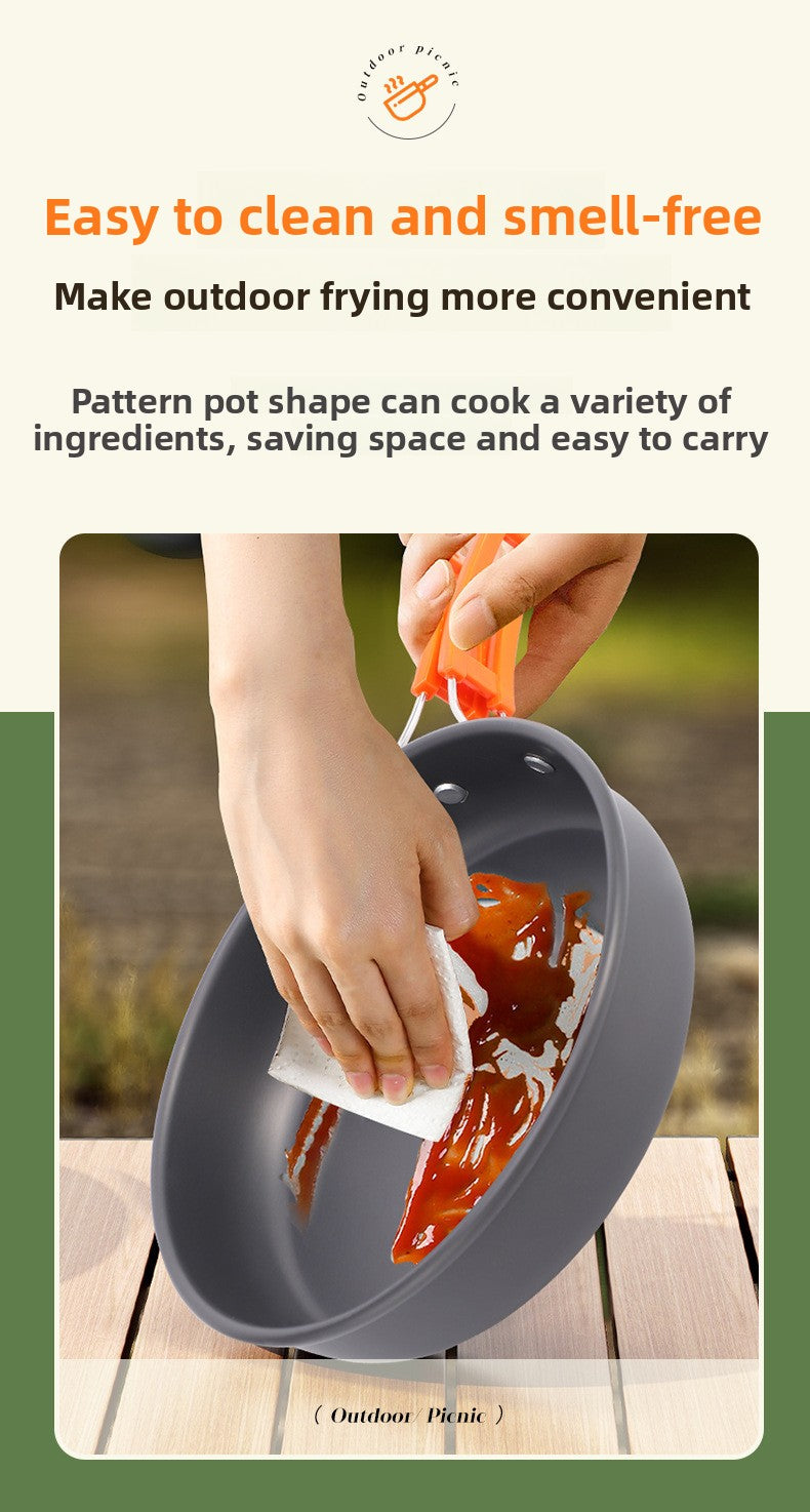 Camping Cookware Outdoor Kettle Frying Pan Equipment Portable Outdoor Camping Tableware Set Cookware