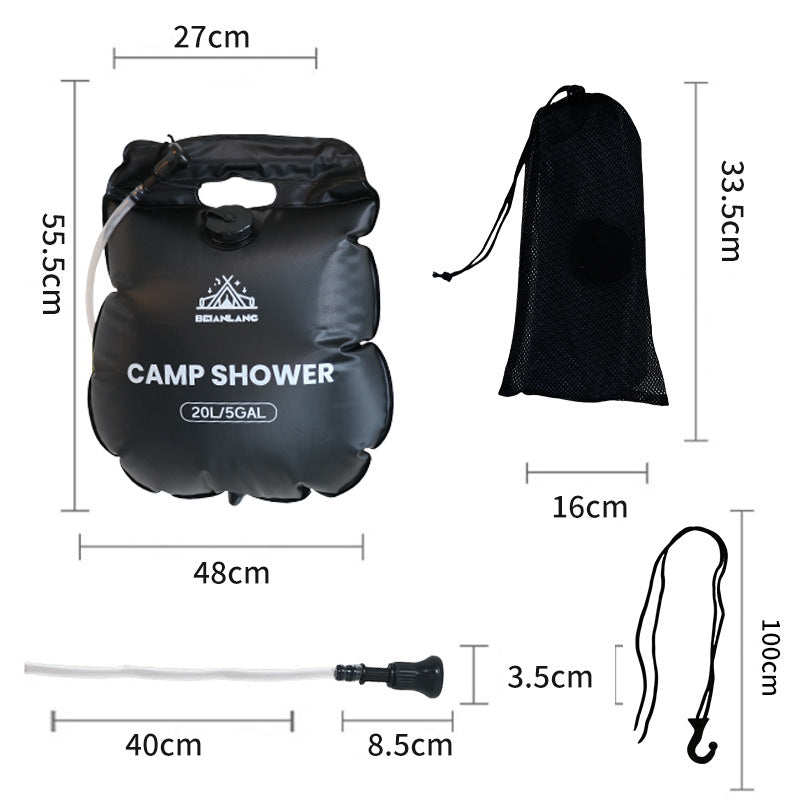Solar Portable Shower Bag, 5 Gal/20L Solar Heating Outdoor Camping Shower Bag with On-Off Switchable Shower Head&Removable Hose Suitable for Camping, Hiking, Travel, Beach Swimming