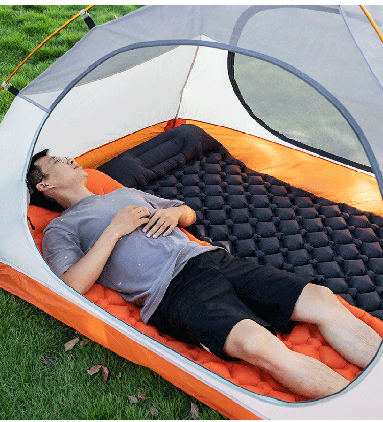 Outdoor Single Person Inflatable Mat TPU Ultra Light Portable Camping Sleeping Mat Moisture-proof Mat Foot Press Mattress