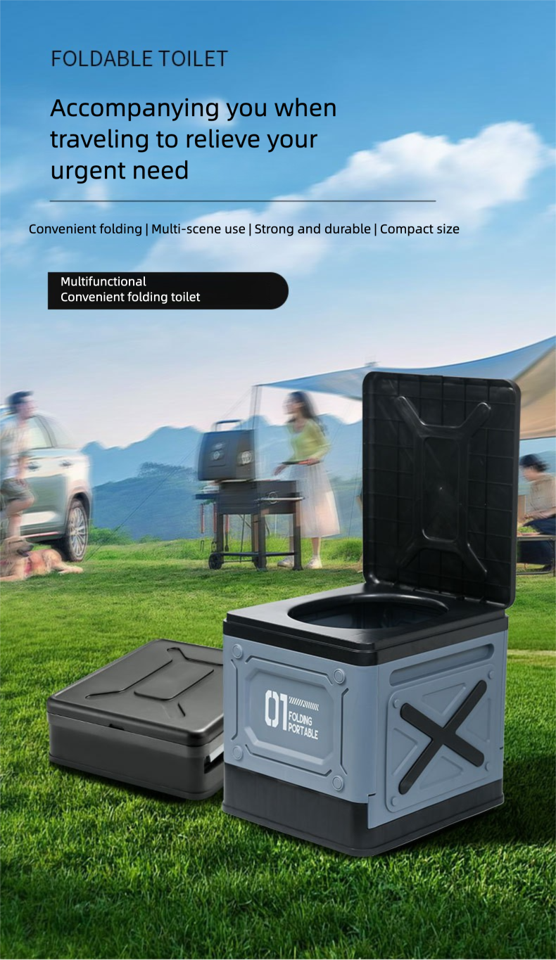 Car Portable Folding Toilet for Adults, Suitable for Road Trips, Camping, Outdoor Emergency Use, Seat Toilet