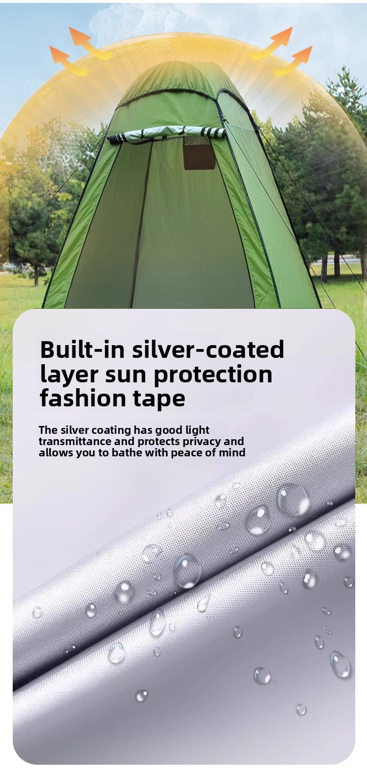 Outdoor Shower Tent with Mat + Top Cover, Outdoor Shower Tent, Toilet Changing Tent
