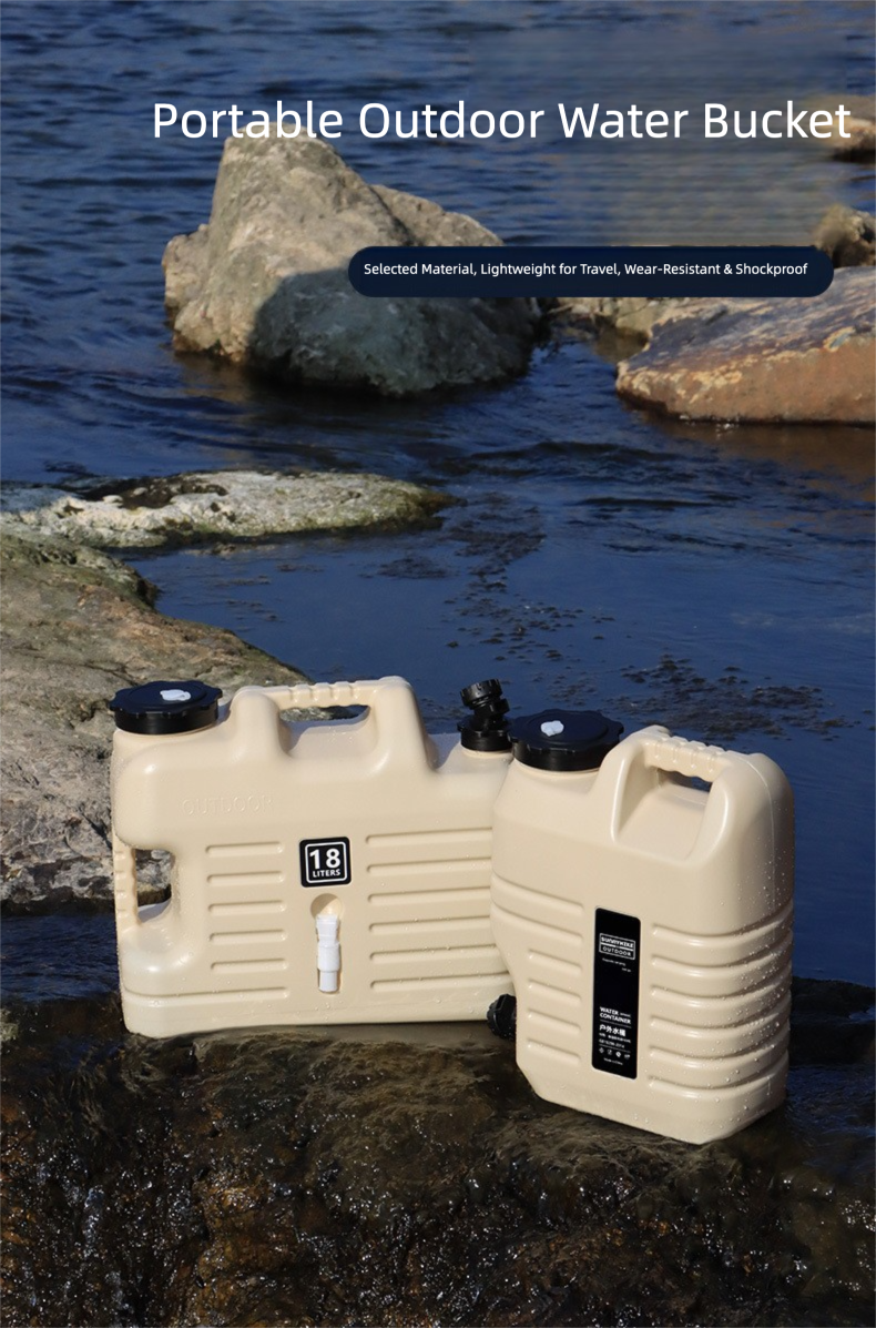 Outdoor Camping Portable Handheld Water Container Water Bucket with Faucet Large Capacity Water Tank Plastic Bucket