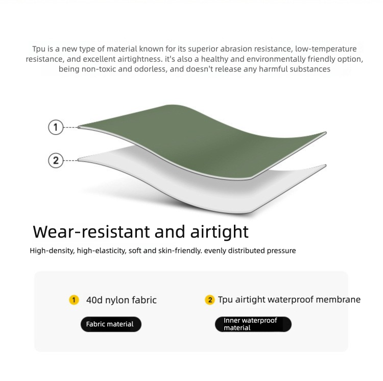 Outdoor Single Person Inflatable Mat TPU Ultra Light Portable Camping Sleeping Mat Moisture-proof Mat Foot Press Mattress