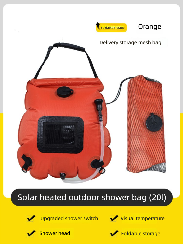 Solar Portable Shower Bag, 5 Gal/20L Solar Heating Outdoor Camping Shower Bag with On-Off Switchable Shower Head&Removable Hose Suitable for Camping, Hiking, Travel, Beach Swimming