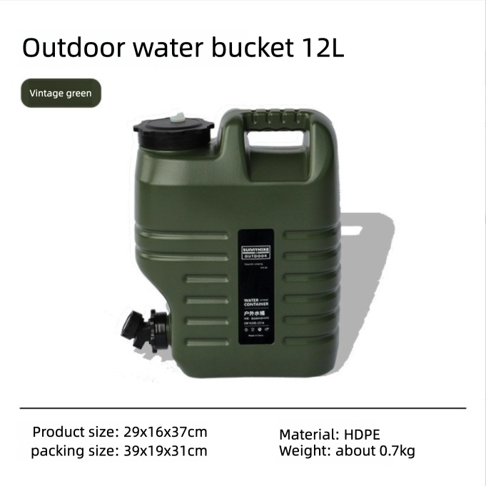 Outdoor Camping Portable Handheld Water Container Water Bucket with Faucet Large Capacity Water Tank Plastic Bucket
