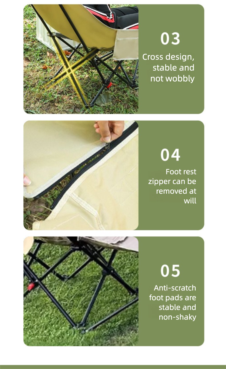 Three-position Adjustable Moon Chair Outdoor Folding Chair Portable Picnic Camping Fishing Chair Office Recliner