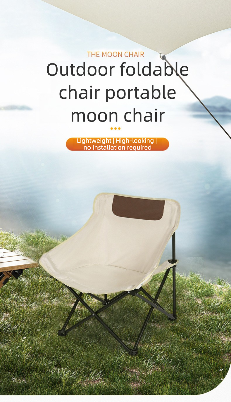 Backrest Stool Lazy Moon Chair Outdoor Heavy Duty Camping Folding Chair Portable Beach Chair