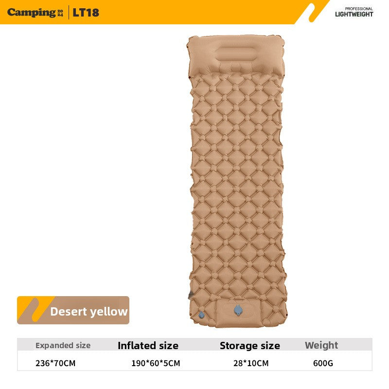 Outdoor Single Person Inflatable Mat TPU Ultra Light Portable Camping Sleeping Mat Moisture-proof Mat Foot Press Mattress