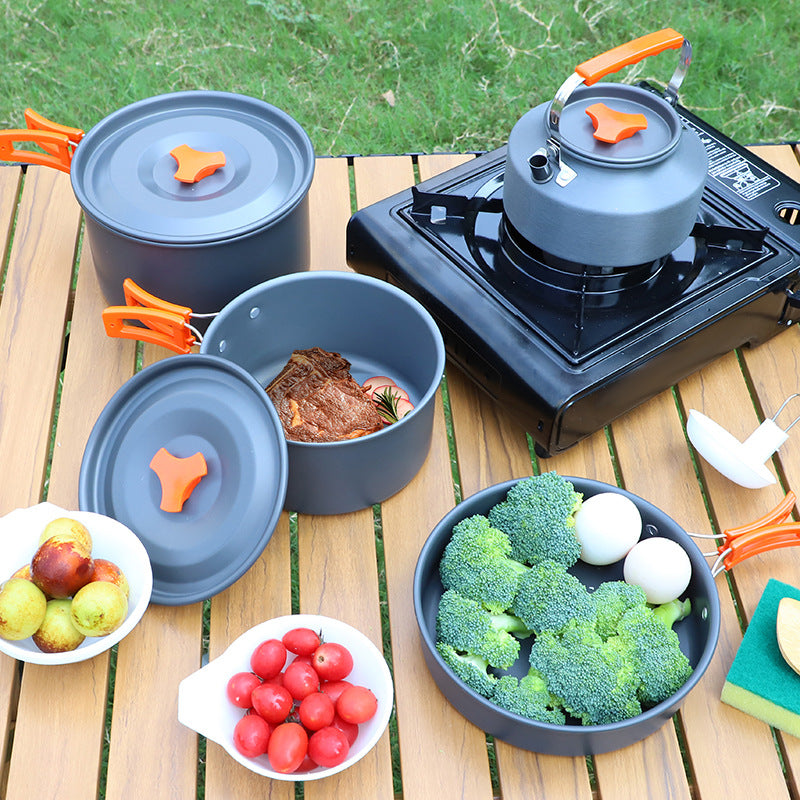 Camping Cookware Outdoor Kettle Frying Pan Equipment Portable Outdoor Camping Tableware Set Cookware