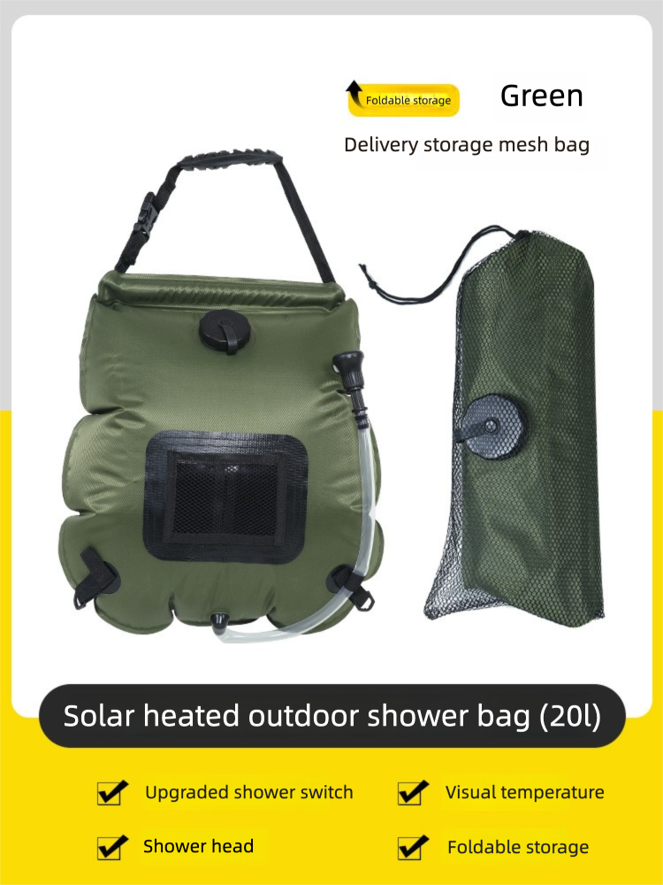 Solar Portable Shower Bag, 5 Gal/20L Solar Heating Outdoor Camping Shower Bag with On-Off Switchable Shower Head&Removable Hose Suitable for Camping, Hiking, Travel, Beach Swimming