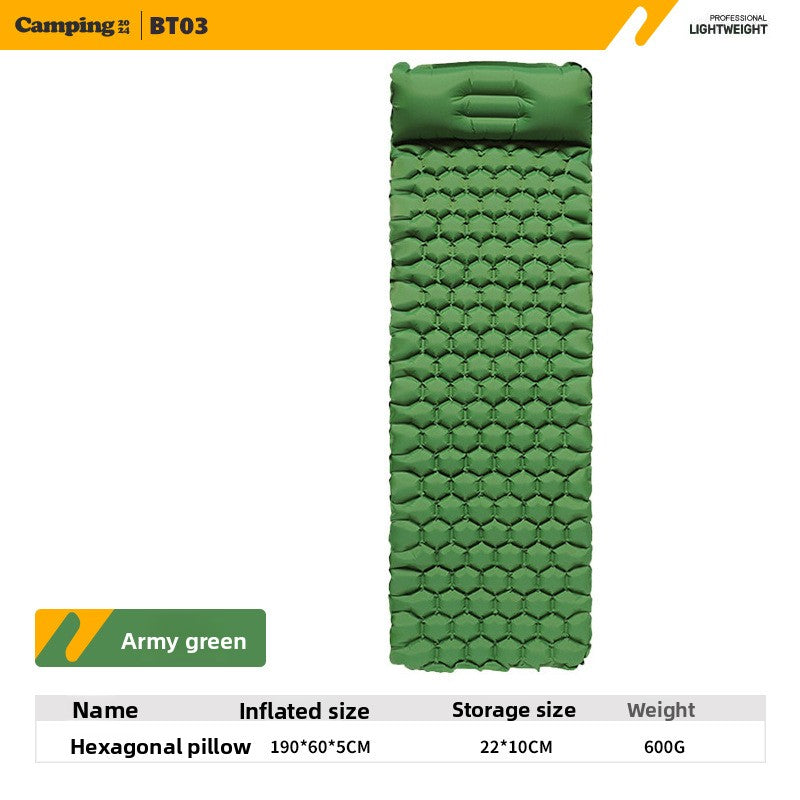 Outdoor Single Person Inflatable Mat TPU Ultra Light Portable Camping Sleeping Mat Moisture-proof Mat Foot Press Mattress