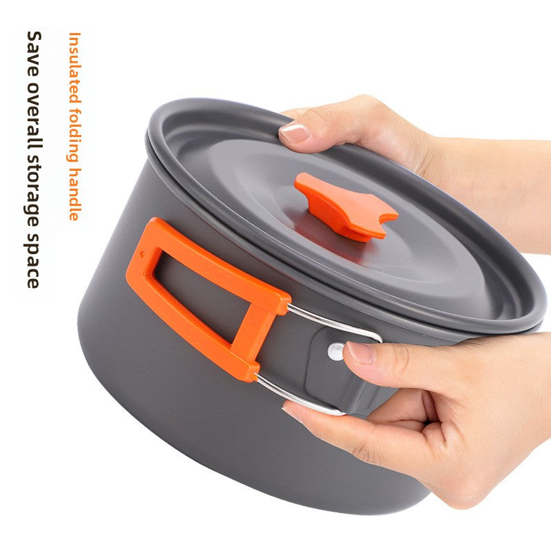 Camping Cookware Outdoor Kettle Frying Pan Equipment Portable Outdoor Camping Tableware Set Cookware