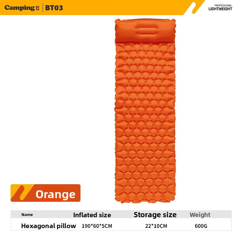 Outdoor Single Person Inflatable Mat TPU Ultra Light Portable Camping Sleeping Mat Moisture-proof Mat Foot Press Mattress