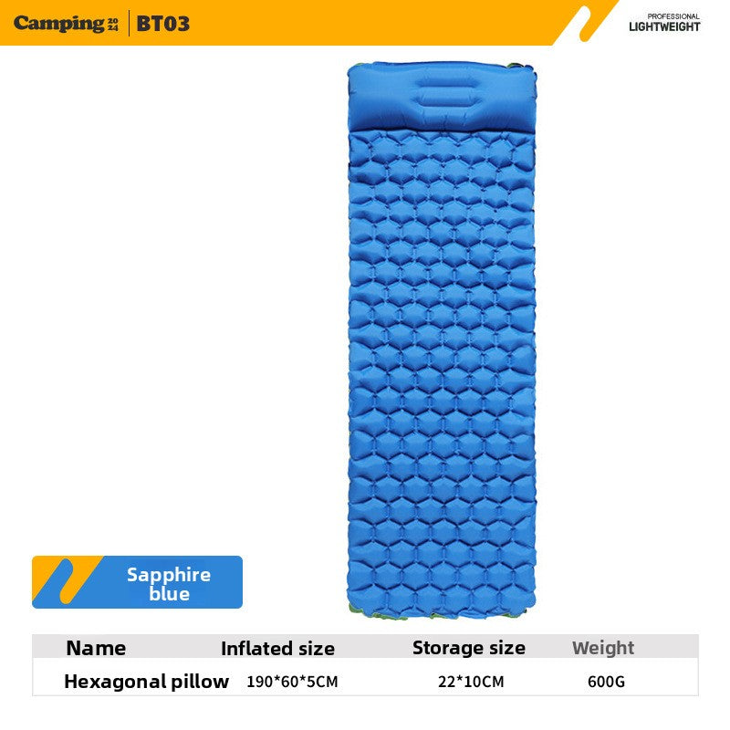 Outdoor Single Person Inflatable Mat TPU Ultra Light Portable Camping Sleeping Mat Moisture-proof Mat Foot Press Mattress