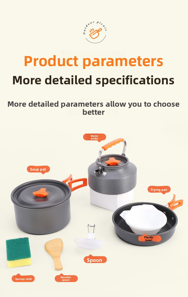 Camping Cookware Outdoor Kettle Frying Pan Equipment Portable Outdoor Camping Tableware Set Cookware