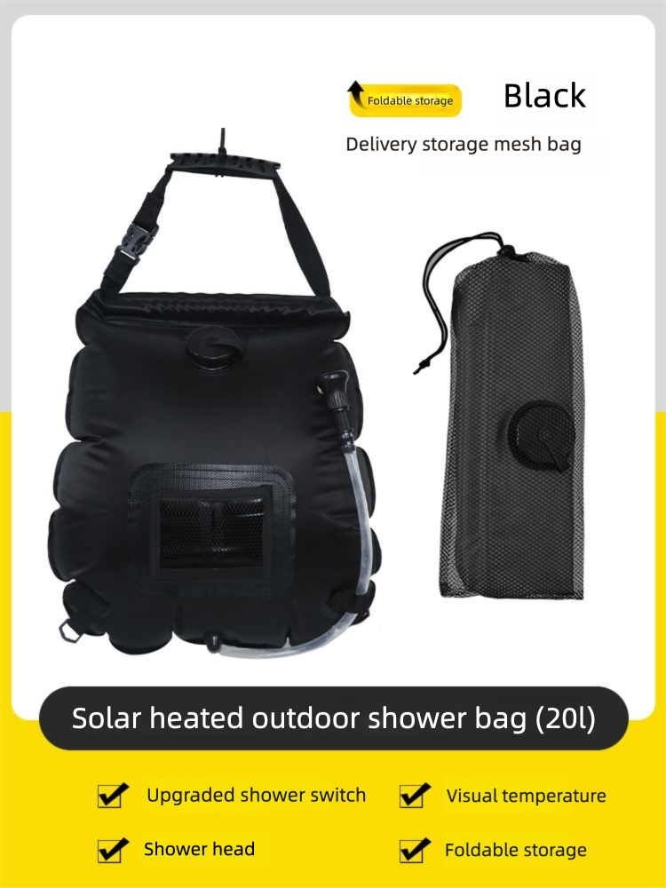 Solar Portable Shower Bag, 5 Gal/20L Solar Heating Outdoor Camping Shower Bag with On-Off Switchable Shower Head&Removable Hose Suitable for Camping, Hiking, Travel, Beach Swimming