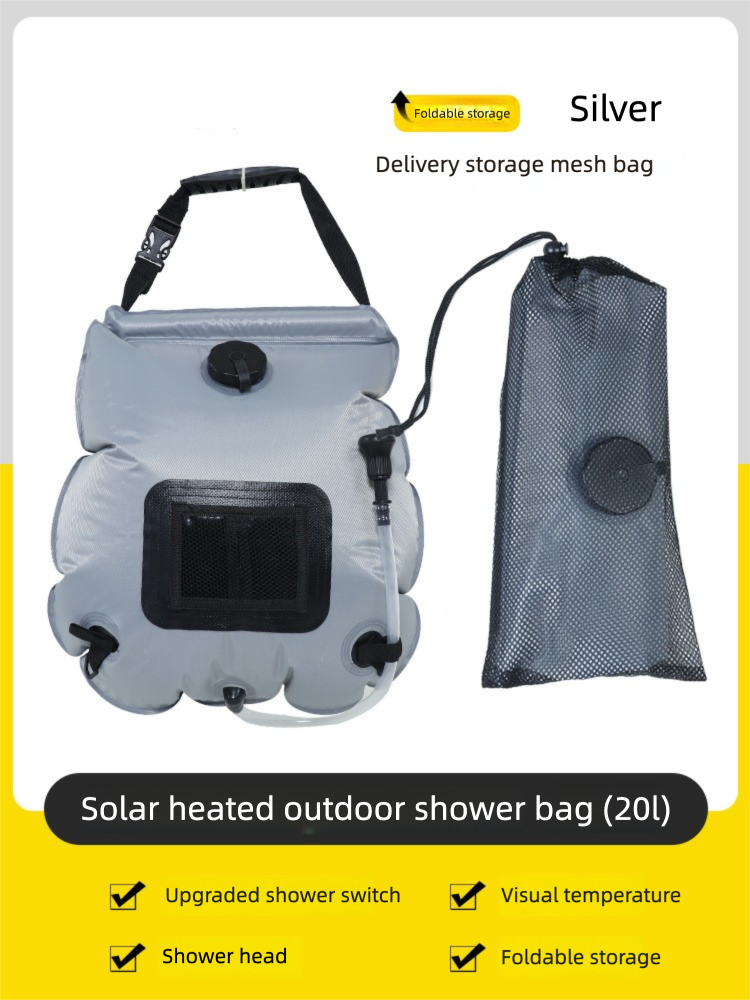 Solar Portable Shower Bag, 5 Gal/20L Solar Heating Outdoor Camping Shower Bag with On-Off Switchable Shower Head&Removable Hose Suitable for Camping, Hiking, Travel, Beach Swimming