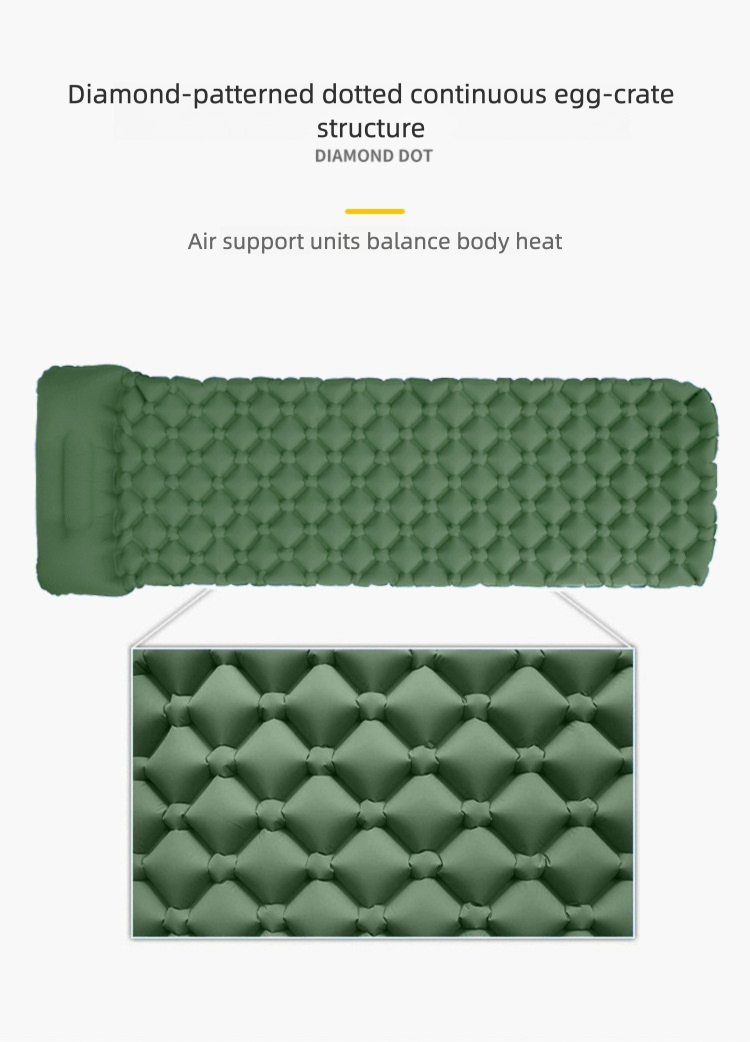 Outdoor Single Person Inflatable Mat TPU Ultra Light Portable Camping Sleeping Mat Moisture-proof Mat Foot Press Mattress