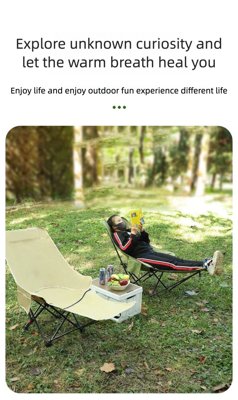 Three-position Adjustable Moon Chair Outdoor Folding Chair Portable Picnic Camping Fishing Chair Office Recliner