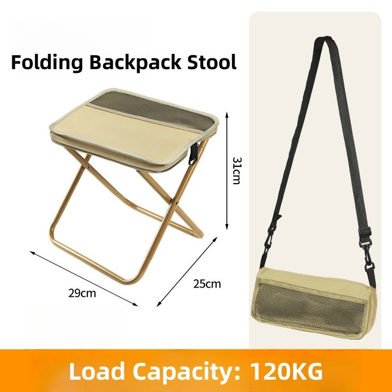 Outdoor Portable Folding Chair Backpack Folding Stool Pocket Chair For Camping Fishing Travel Kerusi Lipat Bangku Kecil