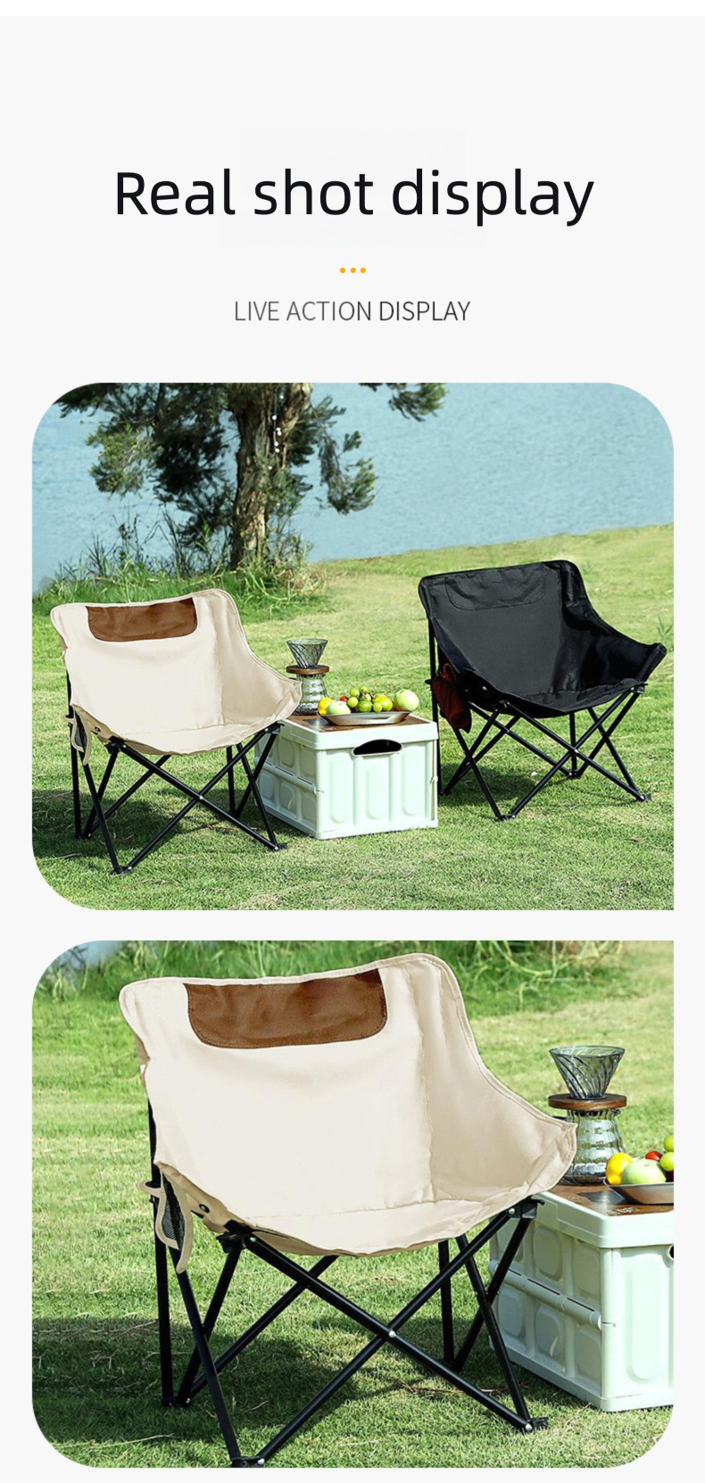 Backrest Stool Lazy Moon Chair Outdoor Heavy Duty Camping Folding Chair Portable Beach Chair