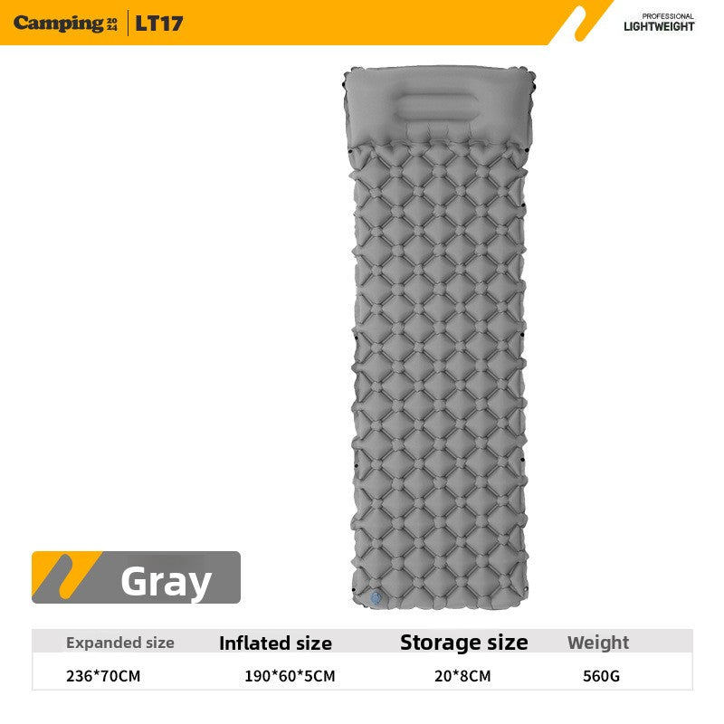 Outdoor Single Person Inflatable Mat TPU Ultra Light Portable Camping Sleeping Mat Moisture-proof Mat Foot Press Mattress