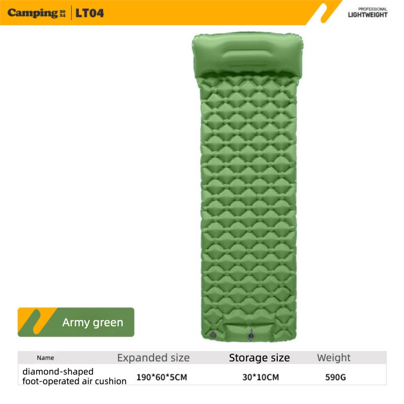 Outdoor Single Person Inflatable Mat TPU Ultra Light Portable Camping Sleeping Mat Moisture-proof Mat Foot Press Mattress