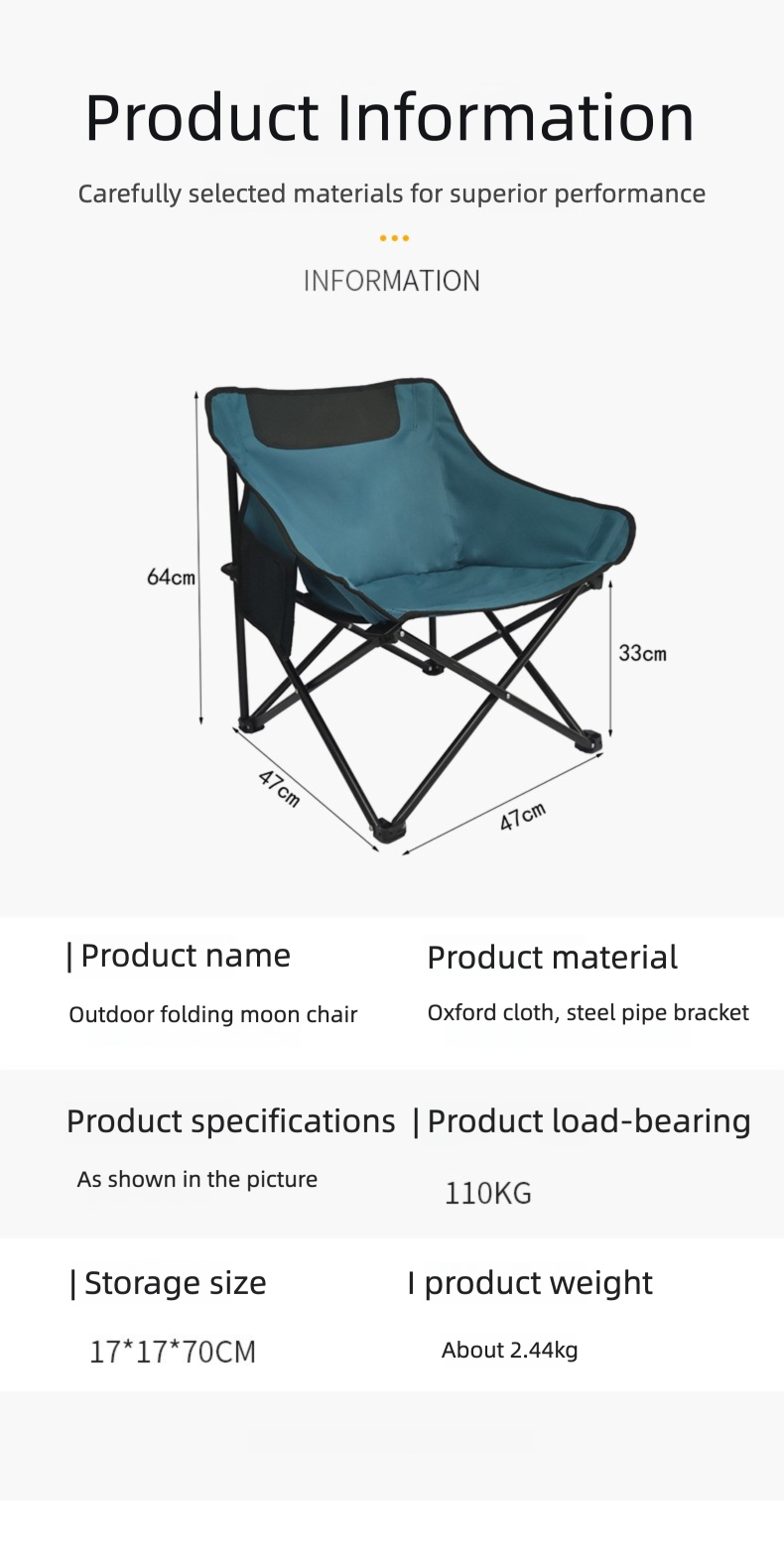 Backrest Stool Lazy Moon Chair Outdoor Heavy Duty Camping Folding Chair Portable Beach Chair