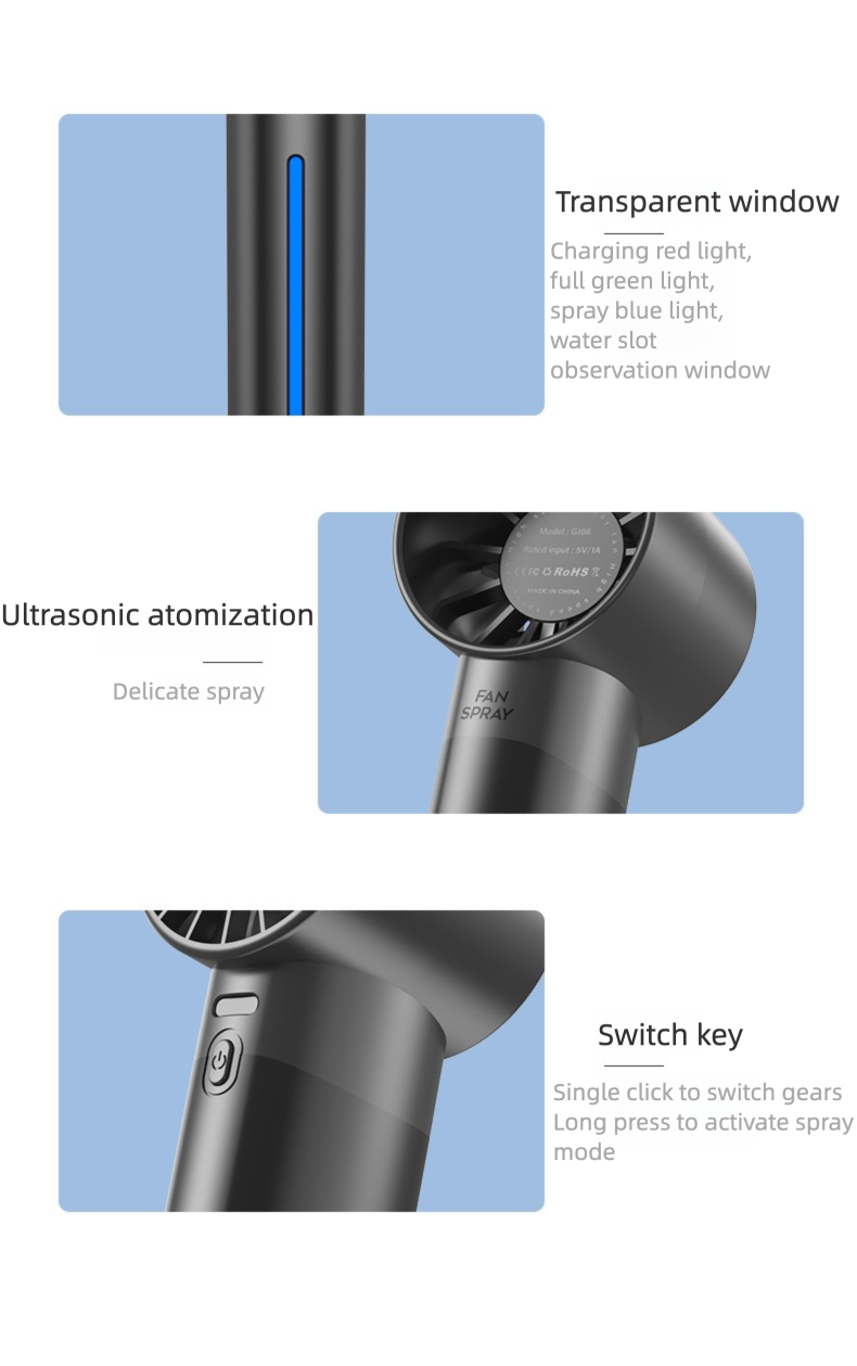 Ultra-High-Speed Spray Fan USB Rechargeable Portable Turbo Violent Hydration Outdoor Handheld Brushless Small Fan