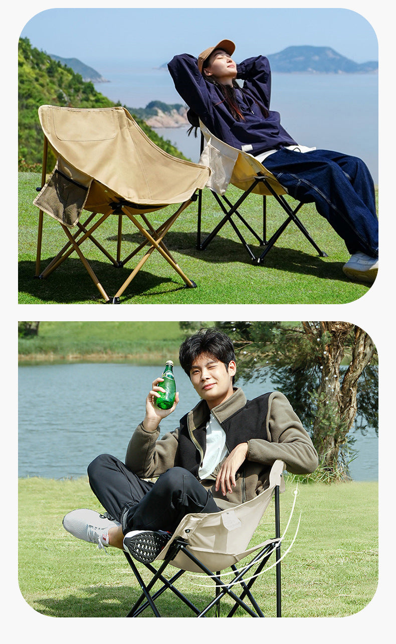 Backrest Stool Lazy Moon Chair Outdoor Heavy Duty Camping Folding Chair Portable Beach Chair