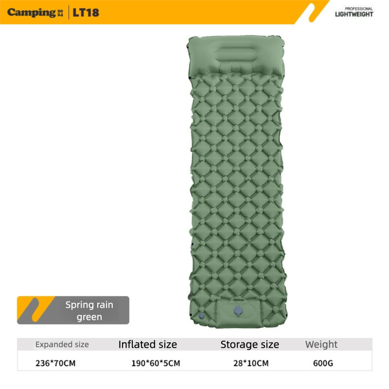 Outdoor Single Person Inflatable Mat TPU Ultra Light Portable Camping Sleeping Mat Moisture-proof Mat Foot Press Mattress