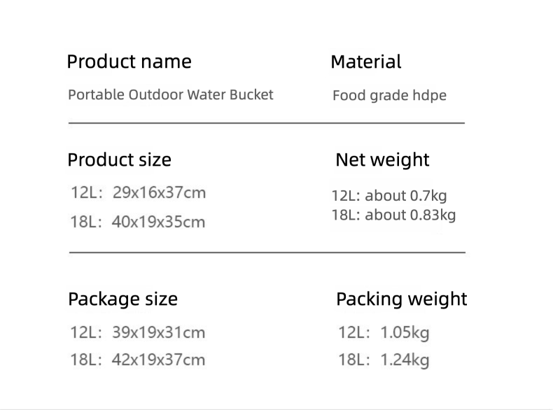 Outdoor Camping Portable Handheld Water Container Water Bucket with Faucet Large Capacity Water Tank Plastic Bucket