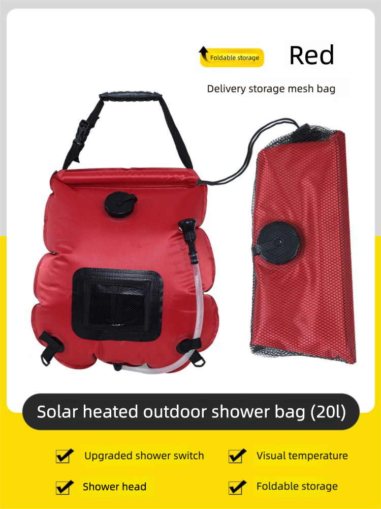 Solar Portable Shower Bag, 5 Gal/20L Solar Heating Outdoor Camping Shower Bag with On-Off Switchable Shower Head&Removable Hose Suitable for Camping, Hiking, Travel, Beach Swimming
