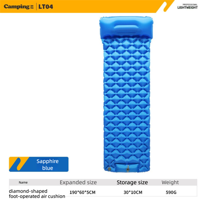 Outdoor Single Person Inflatable Mat TPU Ultra Light Portable Camping Sleeping Mat Moisture-proof Mat Foot Press Mattress
