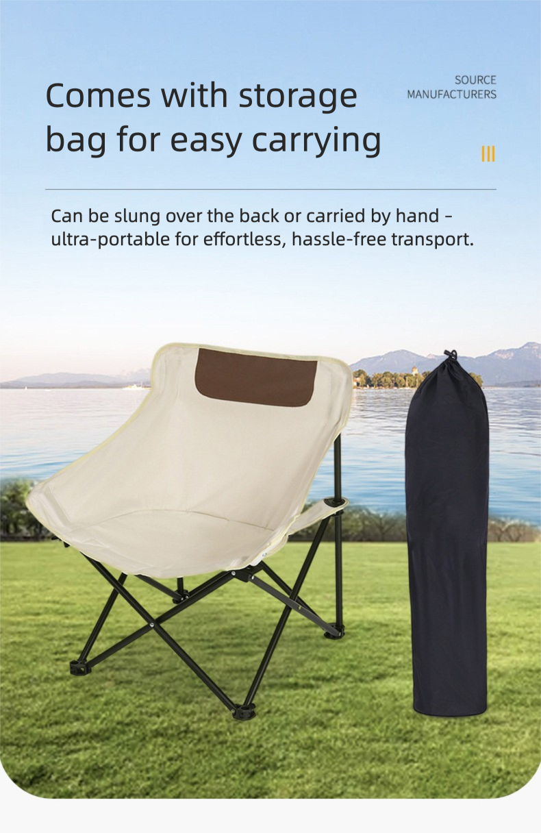 Backrest Stool Lazy Moon Chair Outdoor Heavy Duty Camping Folding Chair Portable Beach Chair
